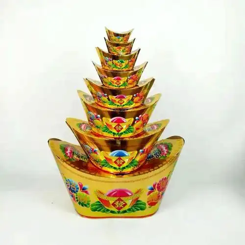 殡葬用品彩色八层元宝山彩色金山银山纸扎祭祀纸活丧葬白事用品