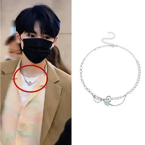 宋亚轩同款项链薄荷珍珠不对称甜美美少女短款锁骨项链