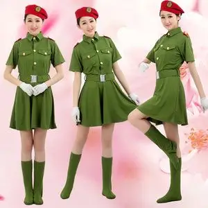 55已售0军旅舞蹈服女兵演出服军绿表演服装成人高弹力连体裤装￥75￥7