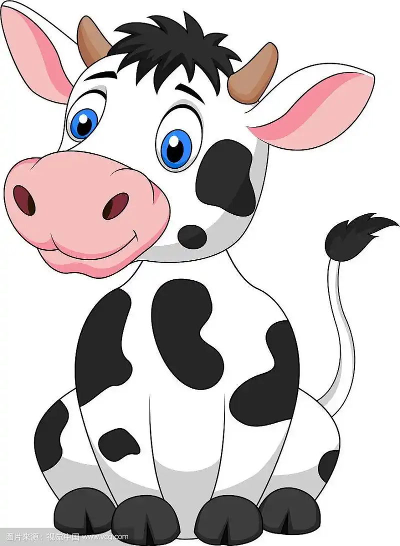 可爱的奶牛卡通坐姿