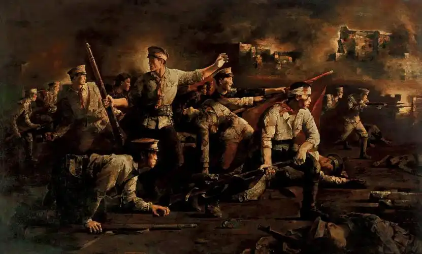 郭润文 广州起义 布面油画