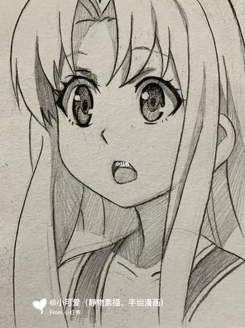 可爱动漫女主漫画 女生人物绘画,蓝色系可爱的卡通动漫女孩,细节画的