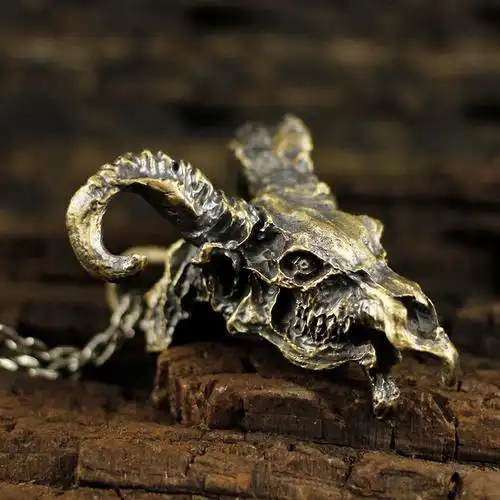 潘神迷宫牡羊神话原创手工恶魔羊头925纯银黄铜男女吊坠项链