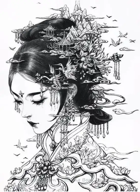 艺妓#手稿分享 #美图分享 #纹身手稿 #素材分享 - 抖音