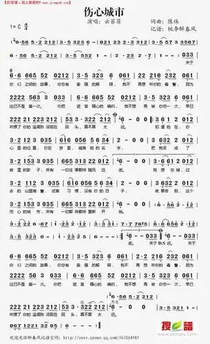 《伤心城市》简谱