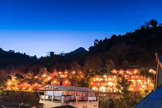 夜晚,城市,清迈,风景,泰国