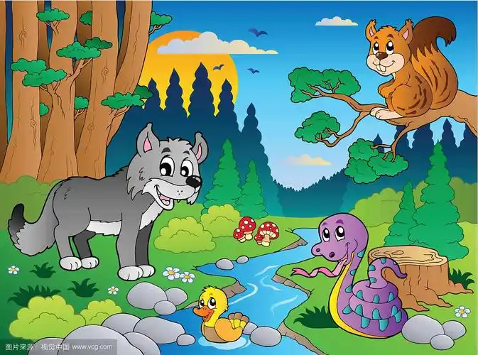 森林场景与各种动物5