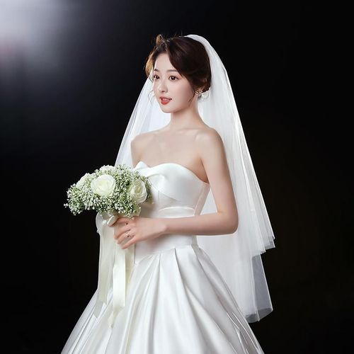 2023新款韩式新娘结婚头纱头饰超仙森系写真婚纱旅拍双层拍照头纱