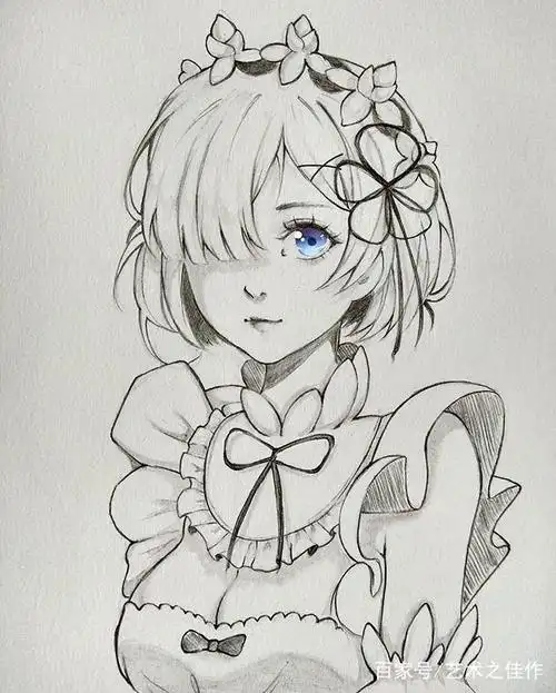 铅笔手绘人物,萌萌的动漫线稿,喜欢的收藏了