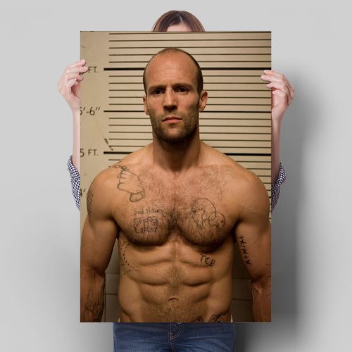 杰森斯坦森复古相纸海报好莱坞明星写真宿舍贴画肌肉男寝室床头画