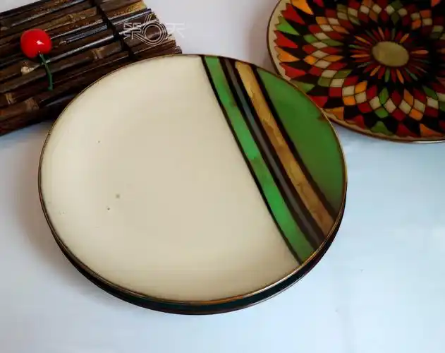 自留创意厨房欧式餐具手绘陶瓷盘创意西餐陶瓷盘装饰挂盘菜盘小号