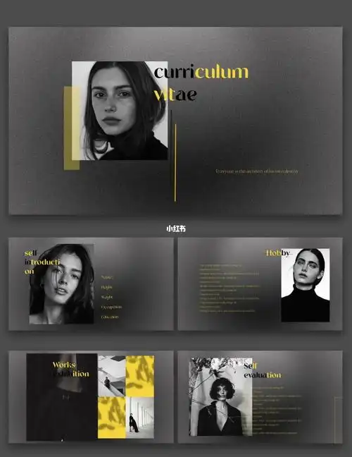 灰色中那一抹亮眼的明黄适合做模特 | 摄影师的伙伴用的模板#ppt模板