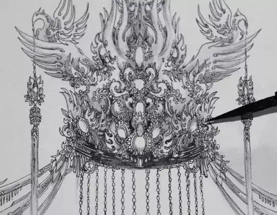 07在凤冠的周围添加一些飞舞的花瓣来烘托氛围,更体现出淑子出嫁时