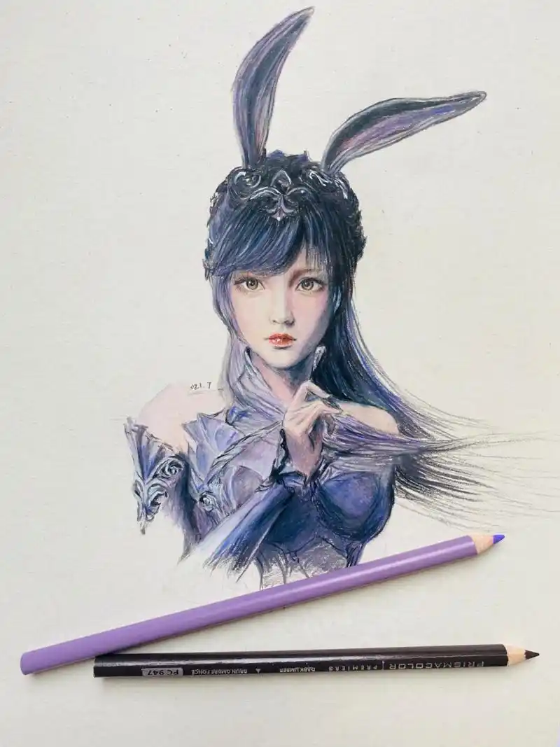 斗罗大陆 小舞 手绘 彩铅小舞9494只拍了两张过程图,凑合看吧