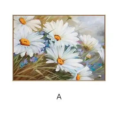 装饰客厅花瓣画挂简约现代植物手叶北欧美花卉雏菊画绘简j油画玄