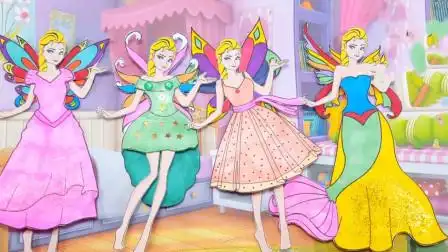 纸娃娃创意手工:给艾莎公主制作四件蝴蝶仙子连衣裙,你喜欢哪件