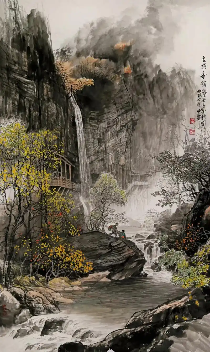 雷风云山水画写生作品系列鉴赏##感受国画的意境之美 #带你走 - 抖音