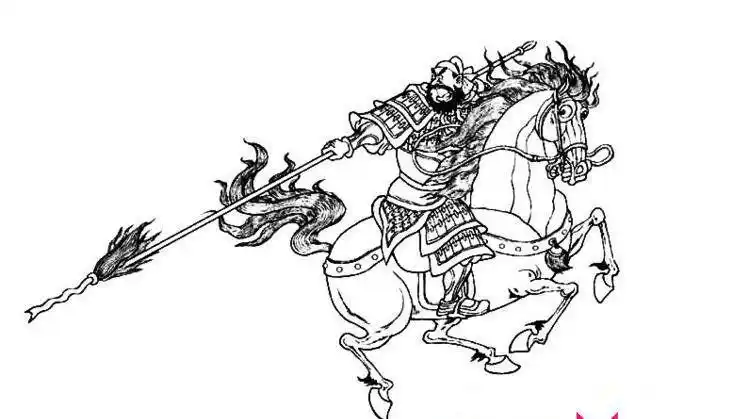 张飞拿丈八蛇矛的简笔画
