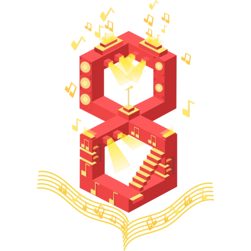 倒计时新年主题音乐符号数字8