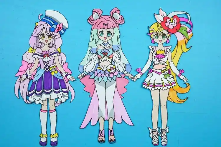 光之美少女纸娃娃手工萝拉沧海天使变身装手绘教程