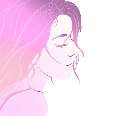 粉色手绘人物女孩人物侧脸png素材元素