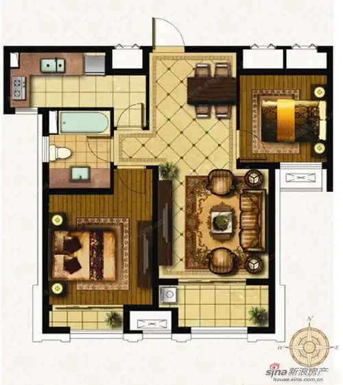 宝龙城市广场2室2厅1卫户型图-杭州乐居