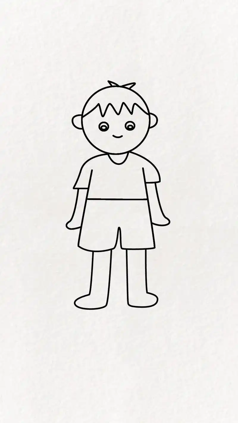 教你画一个可爱的小男孩,非常简单哦#简笔画 #亲子简笔画 # - 抖音