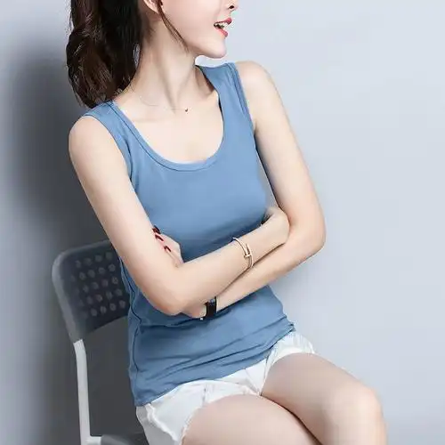 大码纯棉吊带小背心女士西装内搭运动外穿工字无袖打底衫上衣春季