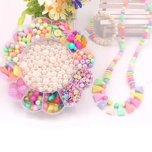 韩国手工diy饰品材料包穿珠项链儿童串珠女孩diy制作手链弱视训练送女
