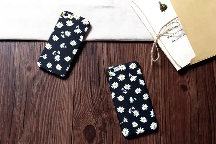黑底小雏菊 磨砂质感手机壳保护套 iphone5/5s 6/6s 6plus/6s plus