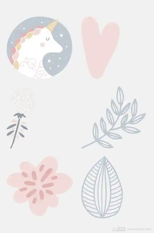 小清新手绘卡通植物元素素材