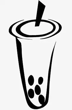 奶茶黑白手绘插画矢量图