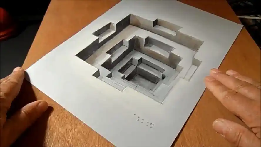 这位大神手绘的3d坑洞,看了像是能跳下去一样!#手绘# 67