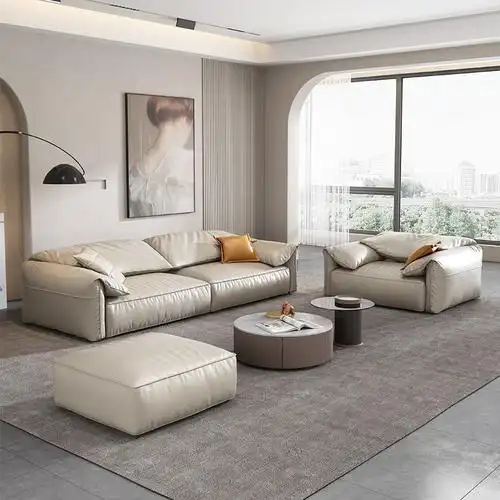 法依兰大象耳朵真皮沙发头层牛皮现代简约意式轻奢小户型客厅家具皮