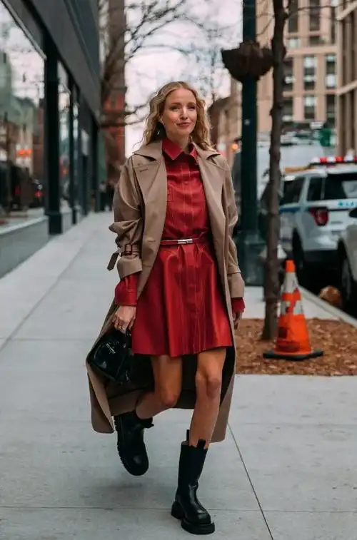 酒红色裤子配什么颜色上衣好看图片女酒红色的裤子配什么颜色的上衣