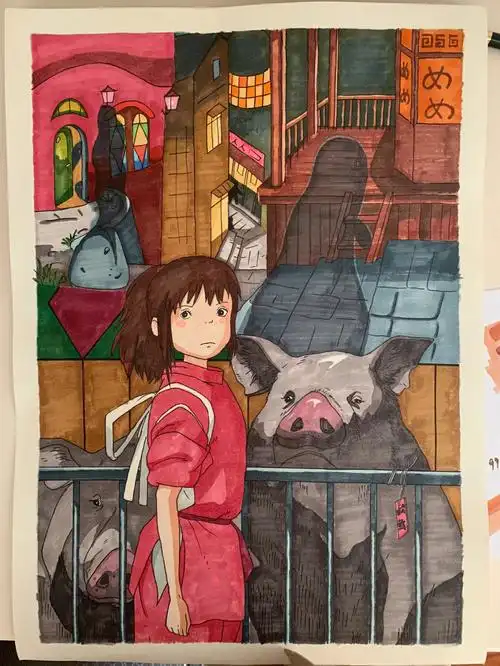 千与千寻马克笔手绘童年经典