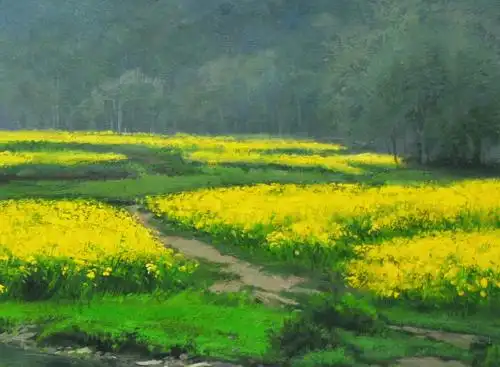 宋炳燕《春色油菜花开》布面油画