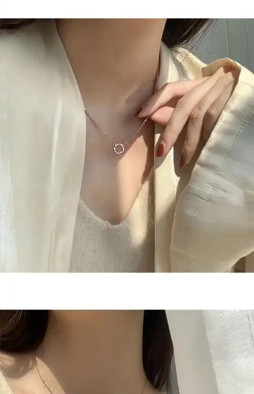 送女生搭配裙子戴的防过敏舒适圆环项链女夏新品轻奢小众设计感2021年