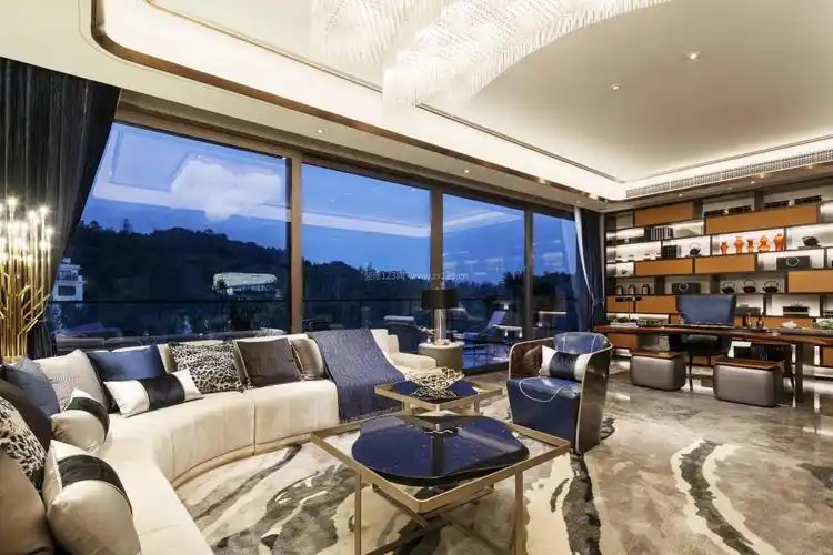 大平层客厅转角沙发装修设计效果图