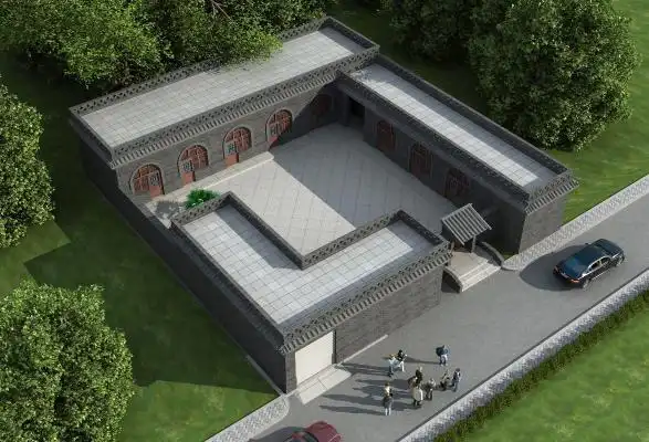 中式古建四合院农村平房