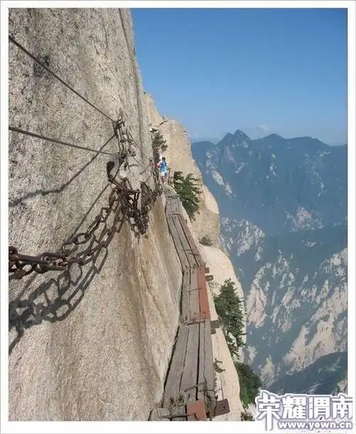 发现了几张华山长空栈道的图,看起来触目惊心.