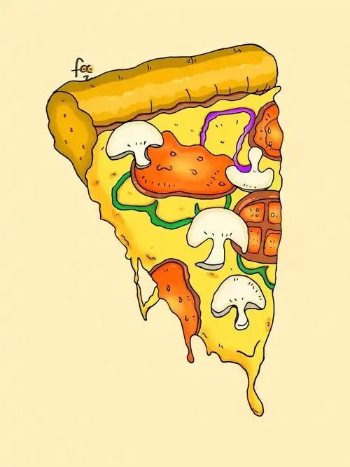 手绘上色练习一个披萨