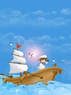 蓝色清新扬帆起航招聘海报psd分层背景