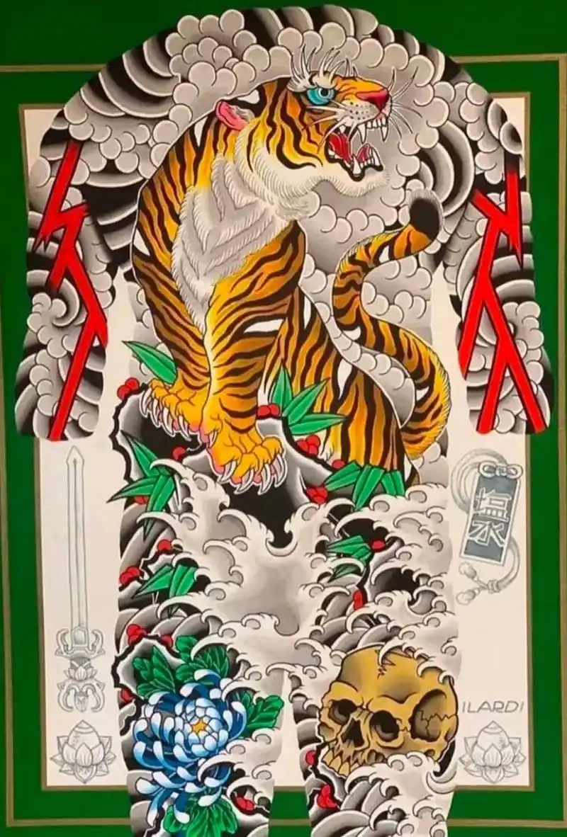 湖北宜昌纹身刺青店#满背老虎纹身图片图案#彩色纹身图片图案# - 抖音