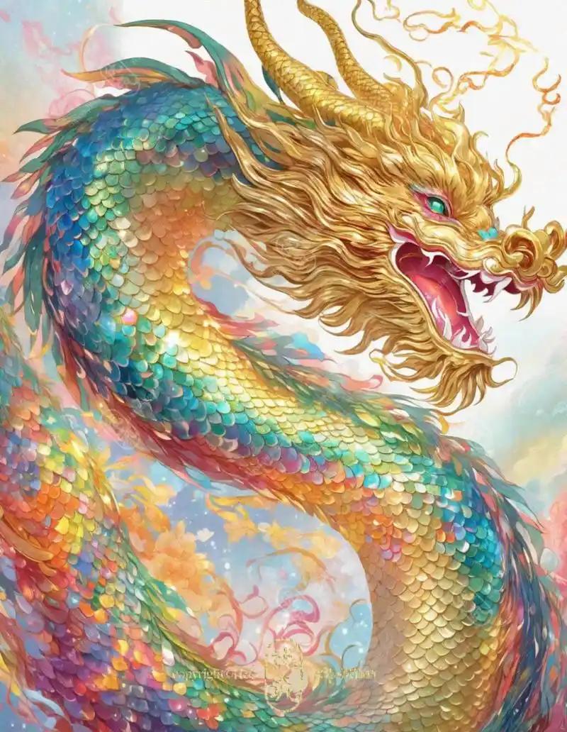 ai生成的一组国风神龙插画,展现了不同风格的中国龙的形象.