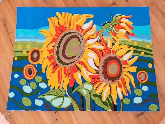 毛线画《向日葵》|手工艺|其他手工|文子611 - 原创作品 - 站酷