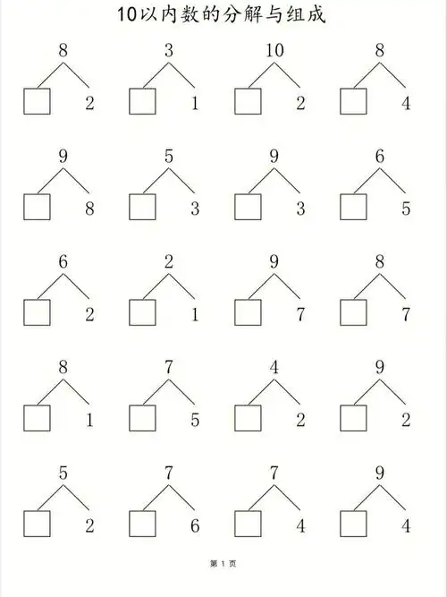 7.8.9.10了,所以10以内的分成有基础的孩子可以完全先练习起来了.