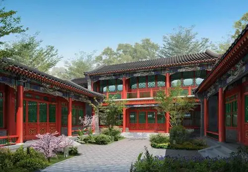 新中式园林四合院设计效果图欣赏说明