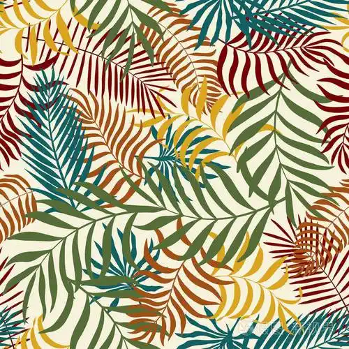 用棕榈叶和花的热带背景插画-正版商用图片00waiw-摄图新视界