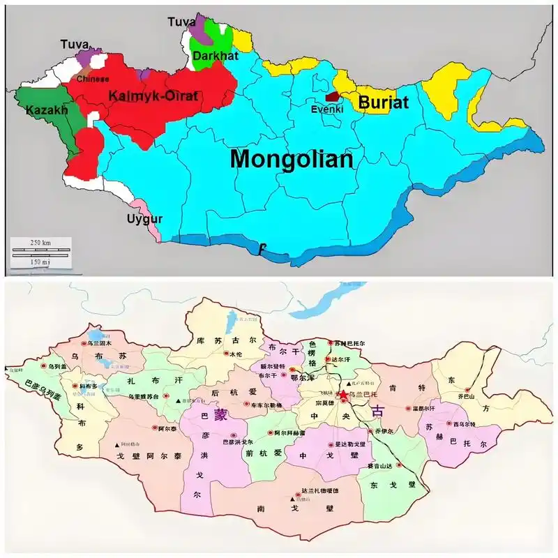 发现一张蒙古国语言地图